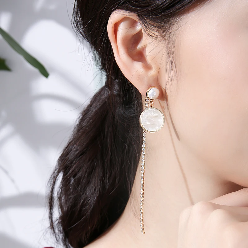 Fashion Cubic Zirconia CZ Clip On Earrings Gold Imitation Pearls Long Dangle Drop No Pierced For Women Girls Lady Gift | Украшения и