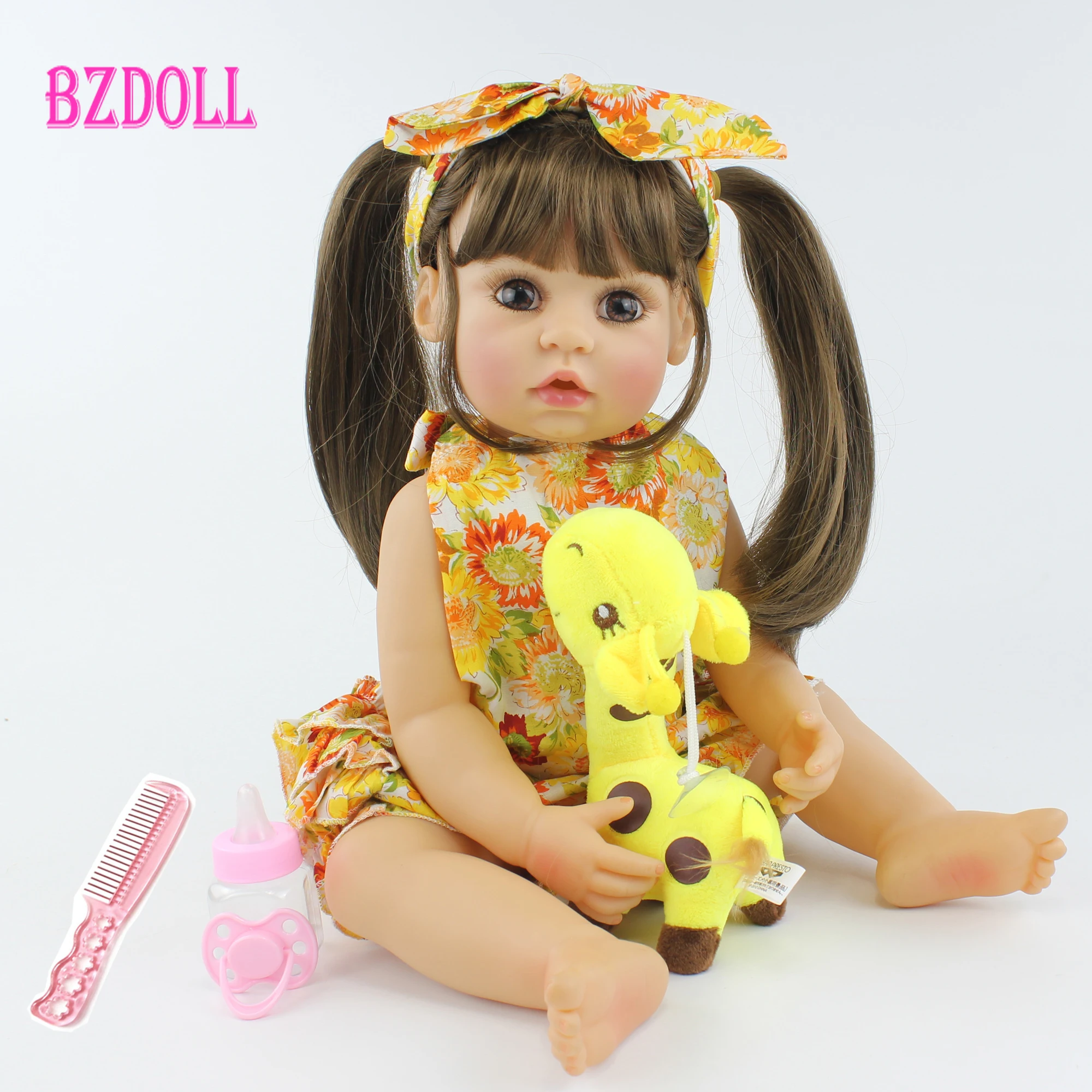 

55cm Full Body Silicone Baby Reborn Doll Toy Vinyl Alive Babies Dress Up Princess Toddler Birthday Gift Kids Toys For Girls
