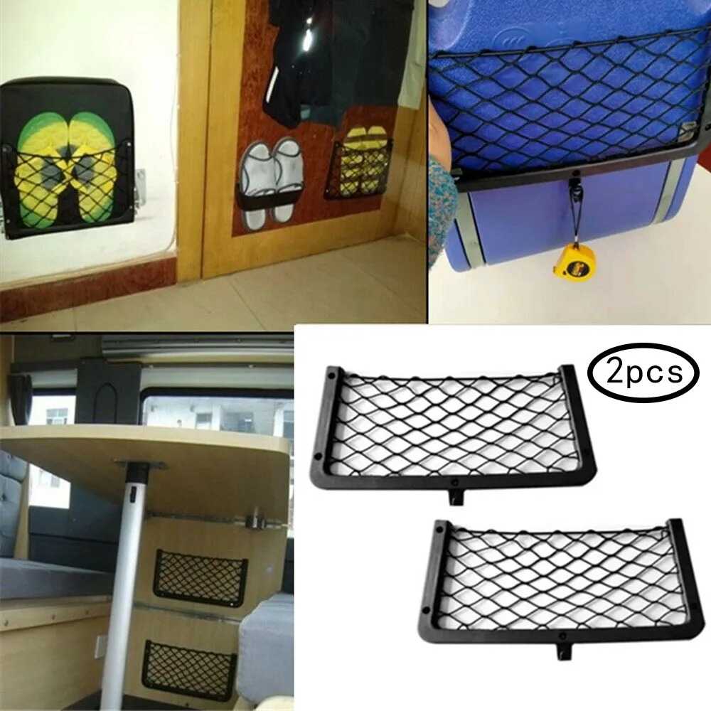 

2pcs Large Elastic Storage Net Magazine Holder Rack Camper Van Car Seat Organiser Storage Mesh Bags Car Accessories