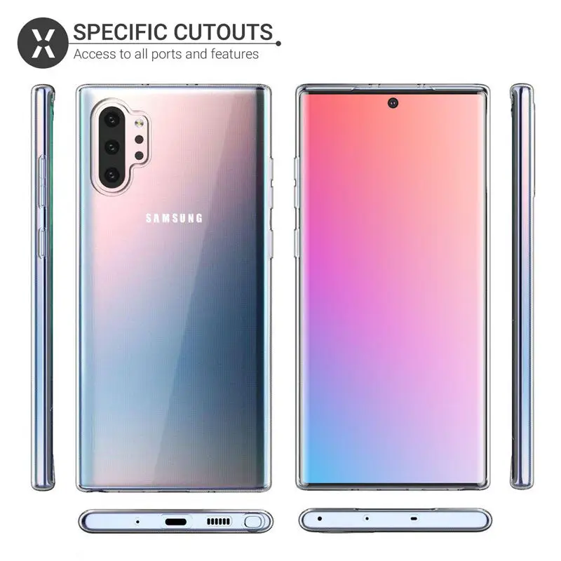 Силиконовый прозрачный футляр для samsung Note 10 Plus, задняя крышка для телефона samsung Galaxy Note 10+ Note10 10 Plus
