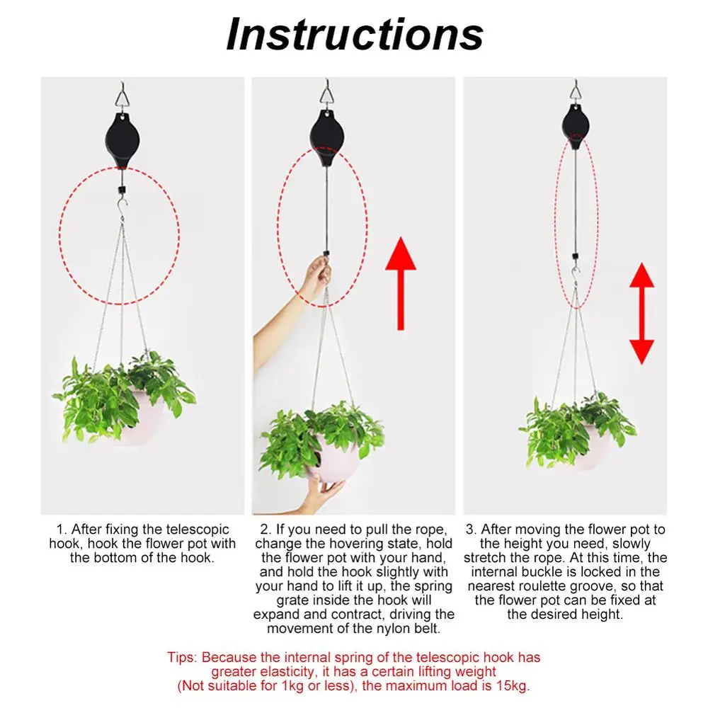 Выдвижная подвесная корзина Телескопический шкив садовые корзины растительные