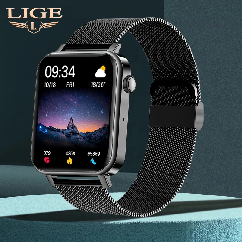 

LIGE 2022 New Women Smart Watch 1.69" Full Touch screen Bluetooth Call Heart Rate Blood Pressure Smart Watch Men for Android IOS