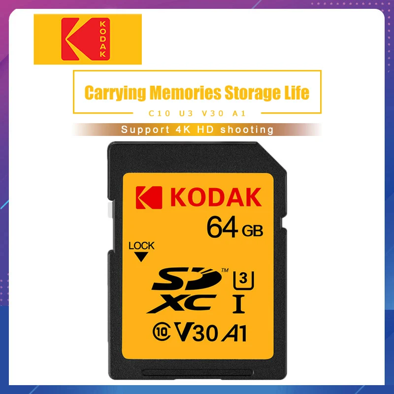 Карта памяти Kodak sd 64 ГБ карта 128 SDXC U3 V30 256 для цифровой камеры Sony Canon Nikon micro SLR