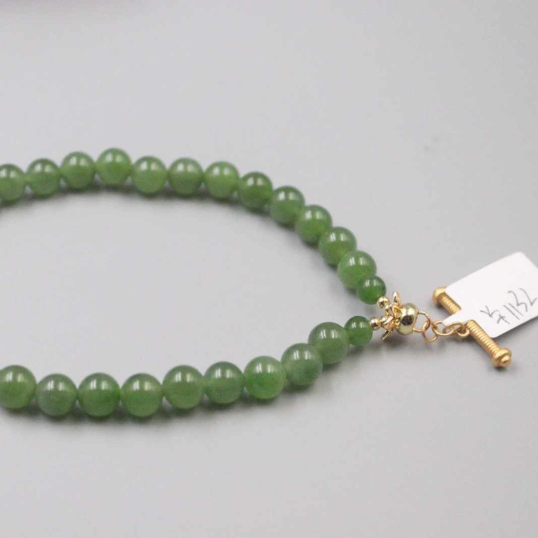 

Natural Green Jade Bead Bracelet For Women Female Many Treasures Charms Wedding Gift Big Chian Bracelet 16-17cmL