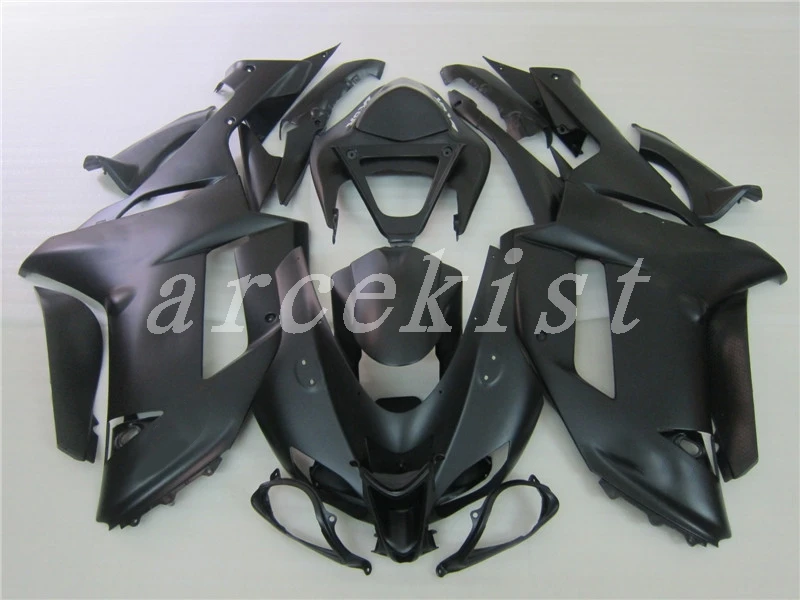 

Новинка из АБС-пластика для мотоцикла весь обтекатели комплект подходит для kawasaki Ninja ZX6R 636 2007 2008 07 08 6R ZX-6R Кузов Набор все черный матовый