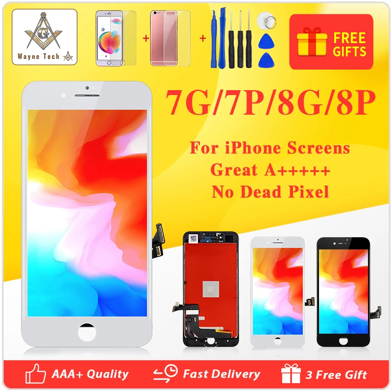 

No Dead Pixel Grade AAA+++ With Great 3D Touch 4.7/5.5 Pantalla LCD For iPhone 7g 7p 8g 8plus Display Touch Digitizer Assembly