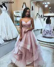 Женское длинное вечернее платье, элегантное блестящее платье с оборками для выпускного вечера, 2021