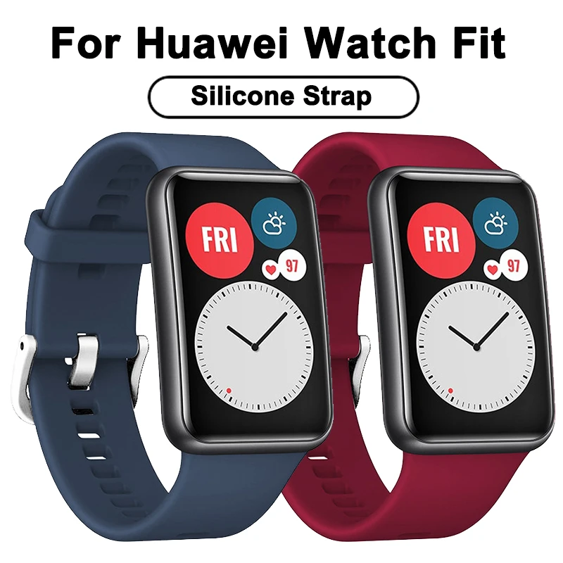

For Huawei watch Fit silicone wristband strap sport Strap Bracelet Smart Watch band Accessories Replacement strap Solid color