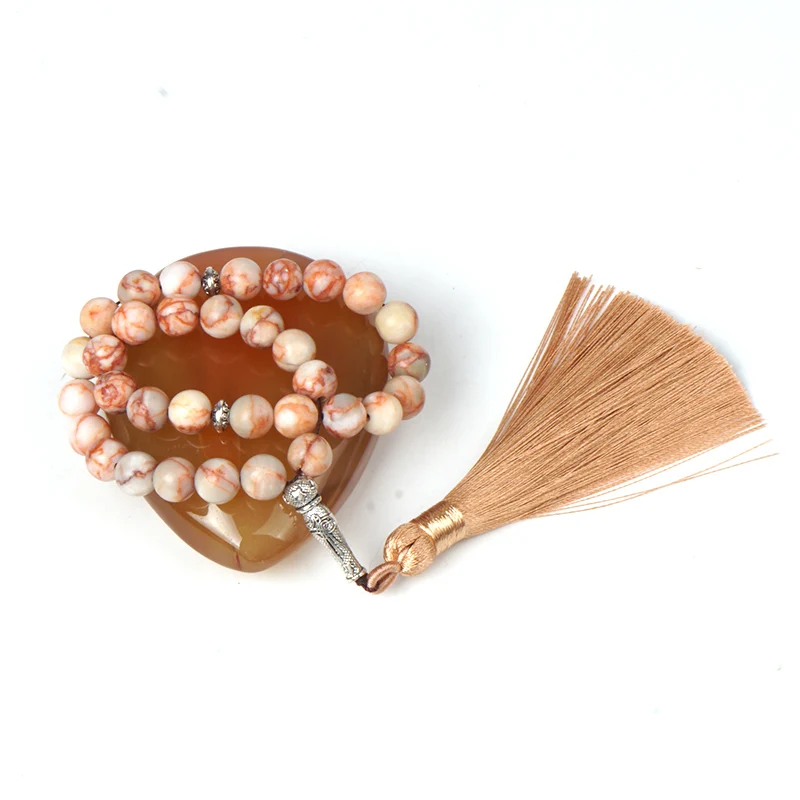 Натуральный драгоценный камень бусина с голубыми венами агатовый Розарий