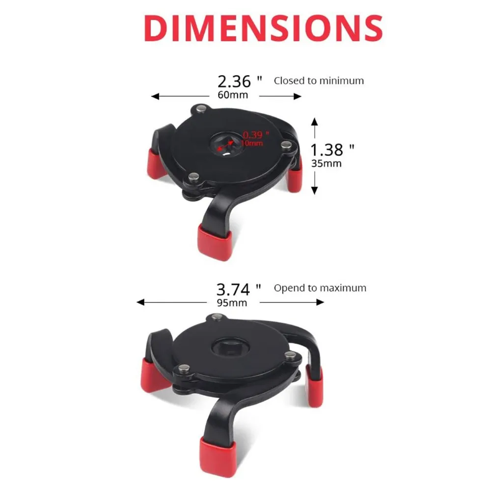

Universal Adjustable 3 Jaw Cars Oil Filter Wrench Remover Tool for Removing Oil filters Range 2.4 inch from 3.8 inch in Diameter
