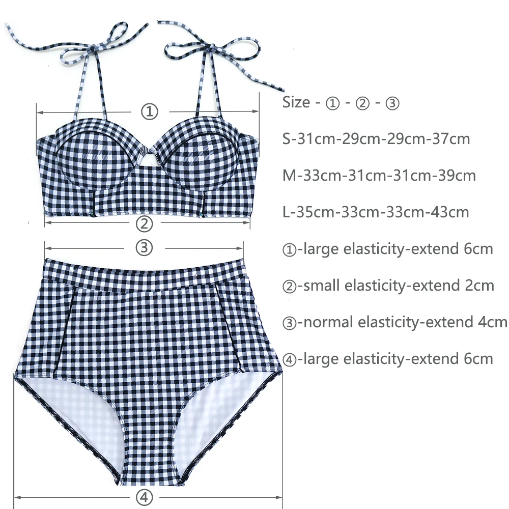 Сексуальное Ретро клетчатое бикини с пуш ап 2020 женская одежда для плавания