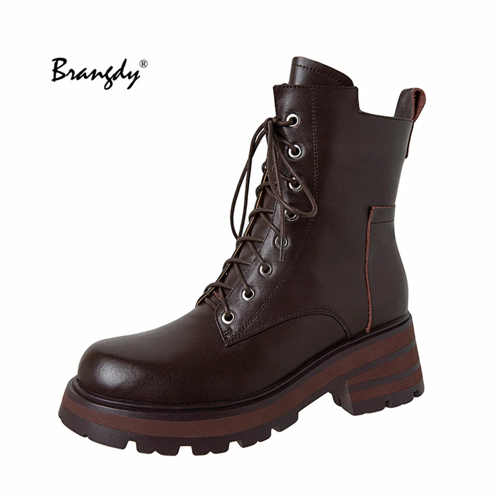 Ботильоны Brangdy для женщин массивные ботинки на платформе женские из натуральной