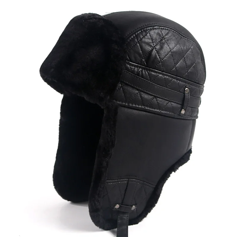 Зимняя шапка ушанка Для мужчин 2021 кожа ухи заслонки теплые зимние шапки ушанки