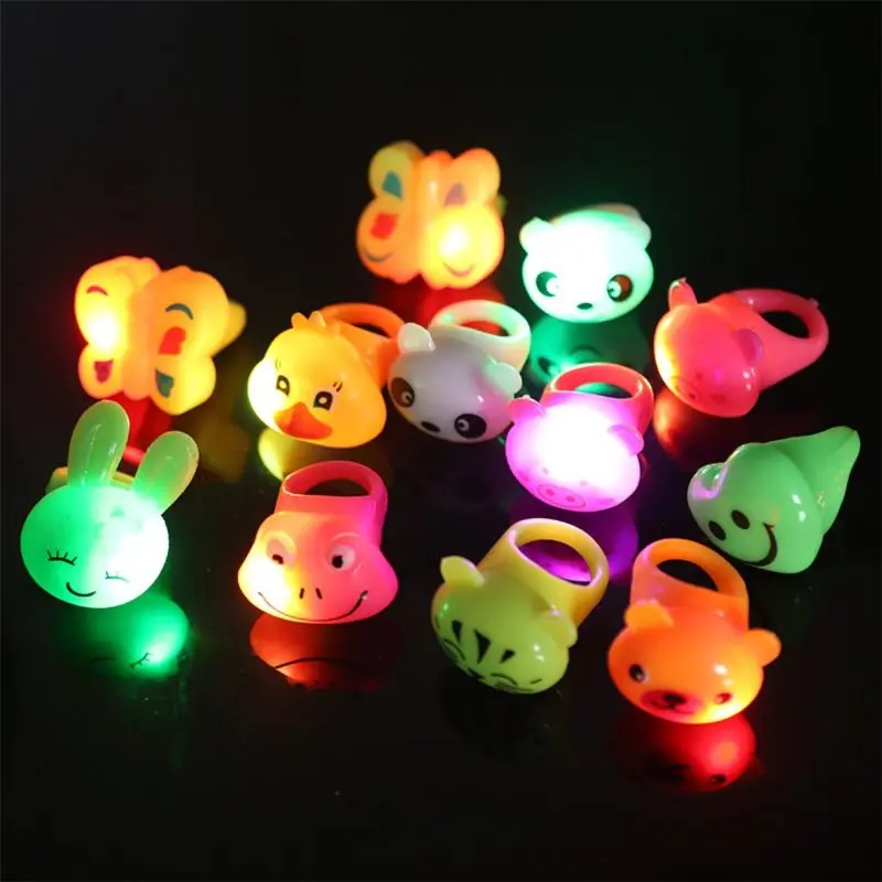 

Birthday Party Favors for Kids Prizes Flashing 12 Pack LED Jelly Light Up Rings