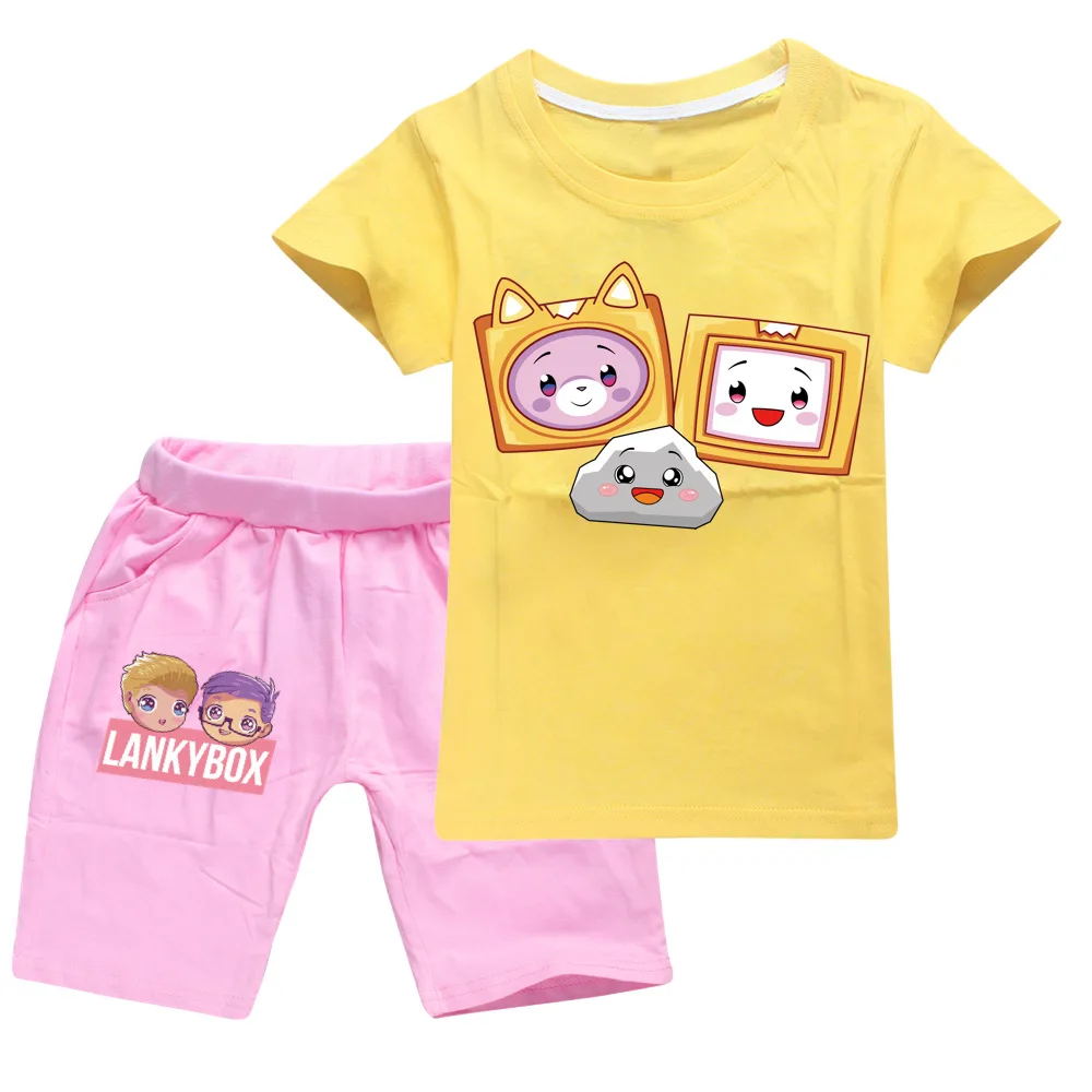 Toddler 3D Print Girl Clothes Lankybox Cotton Kids Clothing Wholesale Child Tshirt Pants Suit Designer Clothes Boy Outfit