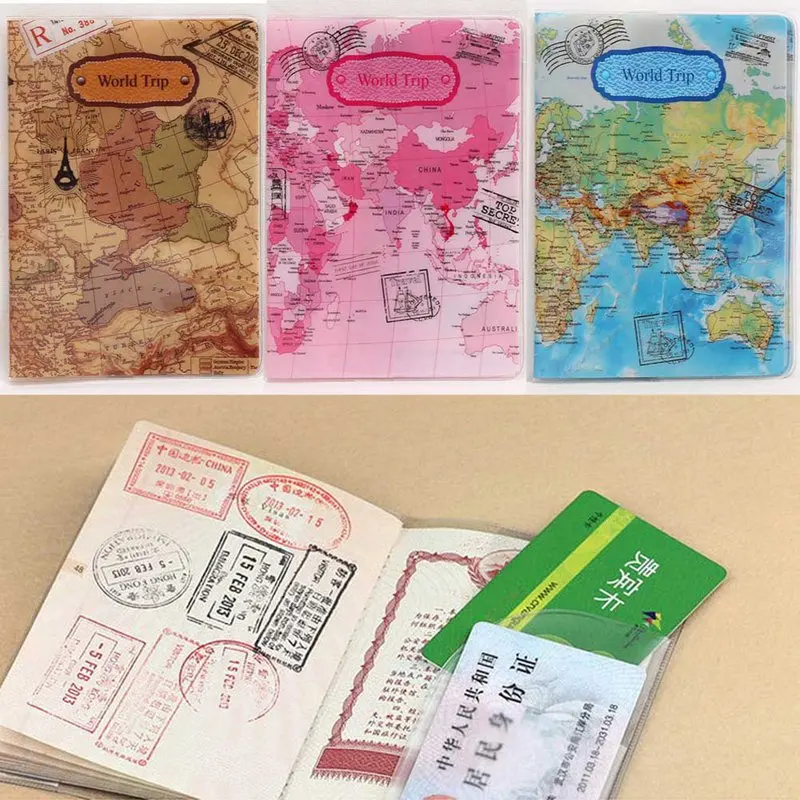 Обложка для паспорта карта мира Бизнес ID сумка кредитных карт 3D дизайн ПВХ