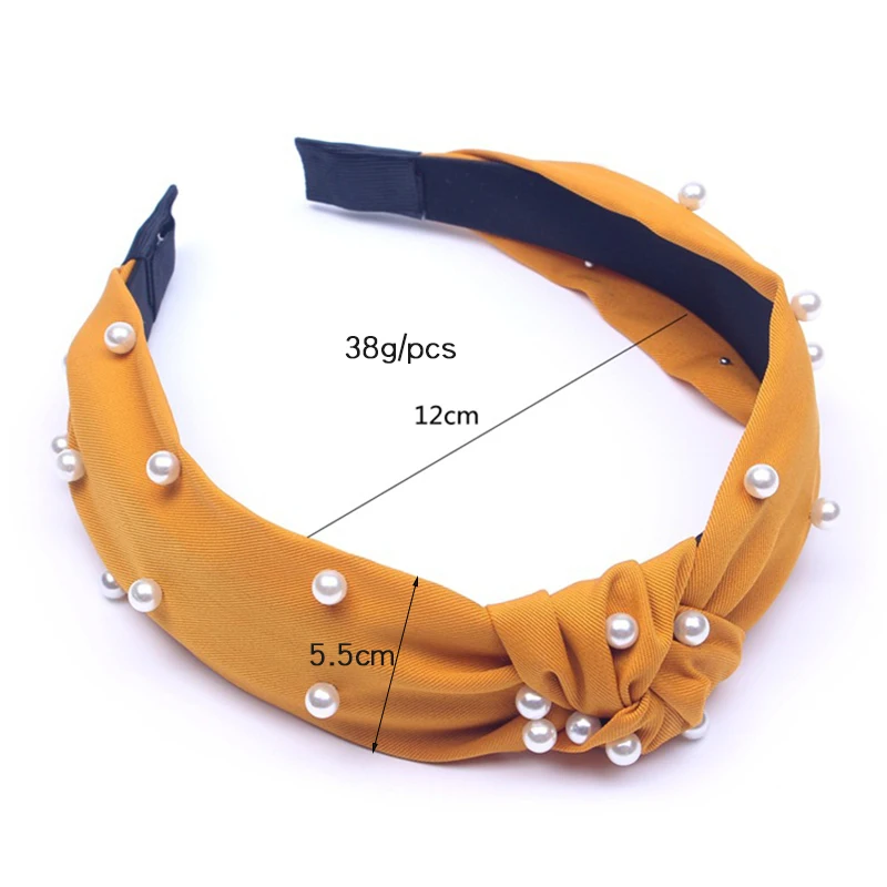 

Fashion Beaded Pearl Knotted Headband Hair Accessories For Women Korean Party Head Bands Wholesal Girls Bow Makeup Hairbands New