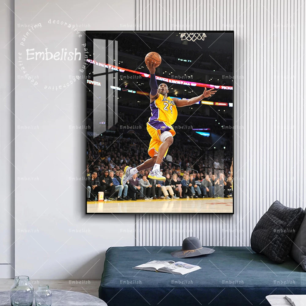 

Embelish 1 Pieces Modern Wall Art Pictures Famous Basketball Player Kobe Bryant Portrait Posters For Living HD Canvas Paintings