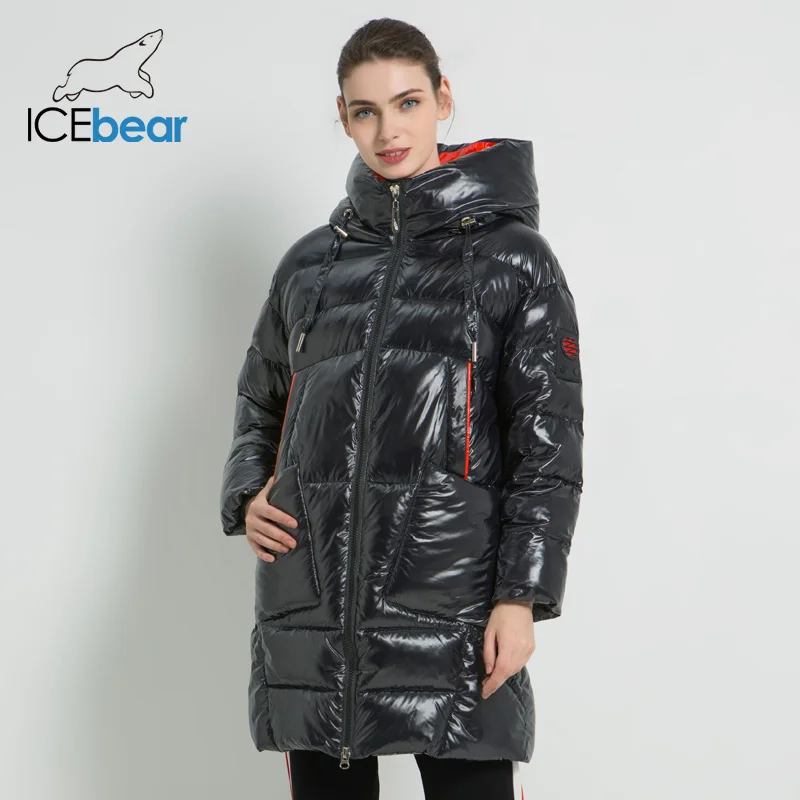 ICEbear2019 Новая зимняя женская куртка с капюшоном Женское пальто мода женская одежда высокого качества хлопок одежда бренд одежды GWD19504I