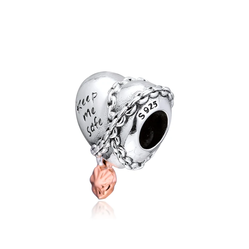 

Genuine 925 Sterling Silver Charm Chained Heart Charm Beads Fit Women pandoradora Bracelet & Necklace Diy Jewelry