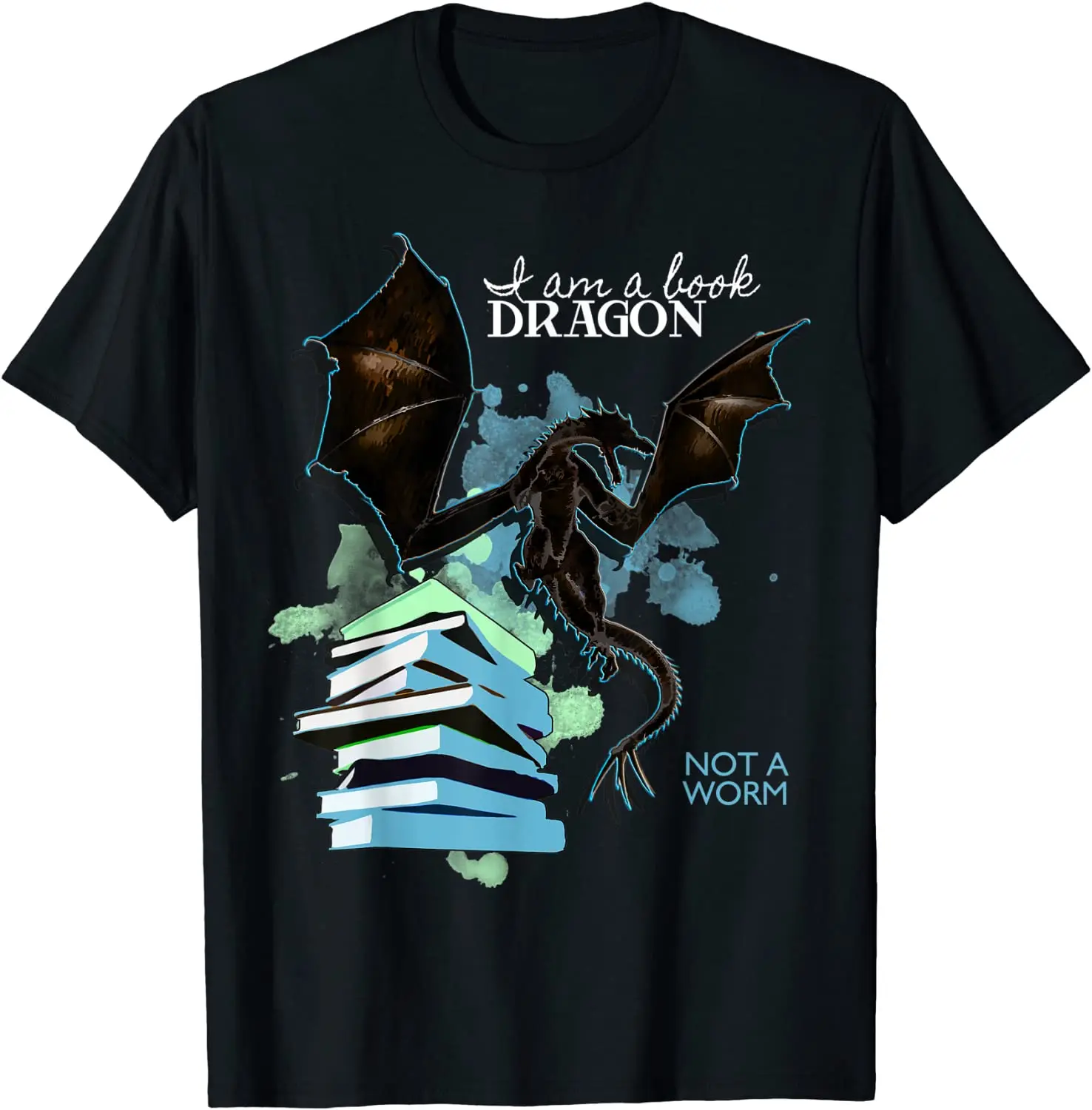 Футболка с надписью I Am A Book Dragon Not Worm|Мужские футболки| |