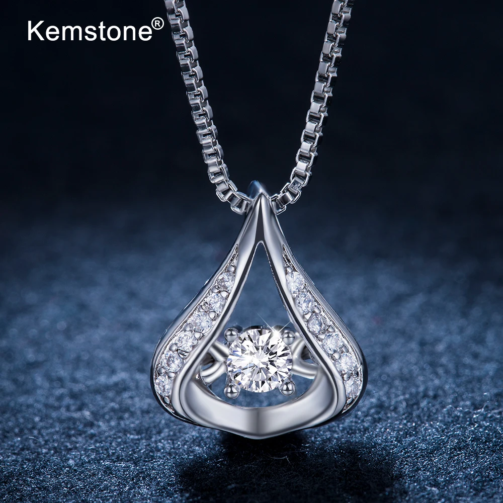 Модное ожерелье Kemstone из меди и серебра с кубическим цирконием в форме капли воды