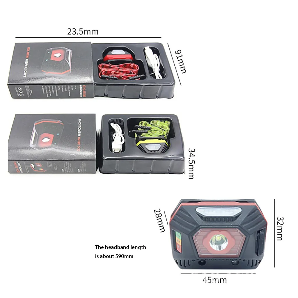 

USB Rechargeable Strong Light LED Waterproof Induction Headlight Head-Mounted