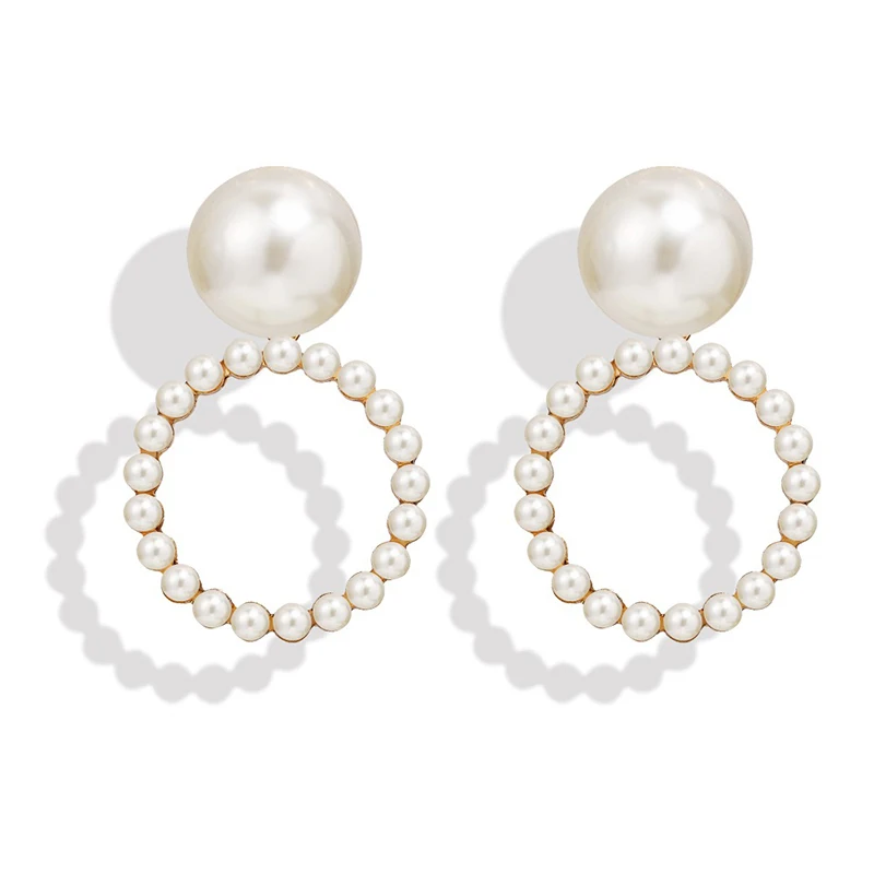 as the picture Trendy Elegant Simulated Pearls Long Dangle Earrings For Women Jewelry Pearls String Statement Drop Earrings Wedding Party Gift - Окраска металла: as the picture