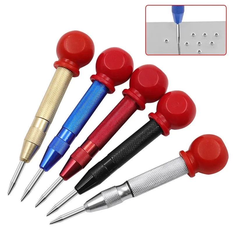 

Automatic Center Punch Spring Loaded Marking Pin Scribing Woodworking Metal Plastic Wood Press Dent Marker Hole Hand Tool Chisel