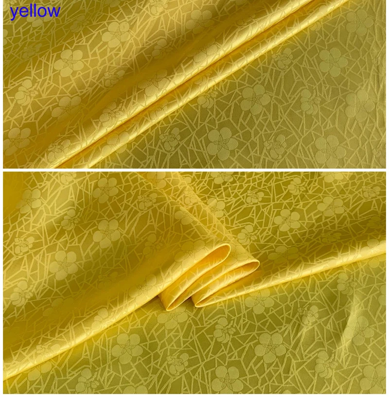 yellow Натуральный белый шелк хлопок Жаккардовая Ткань Свадьба 100 см* 114 см - Цвет: yellow