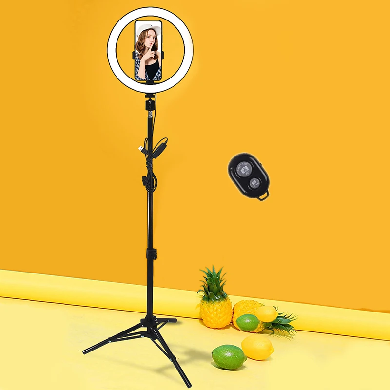 Кольцевой светильник для селфи 26 см/10 дюймов с 2 штативами и держателем