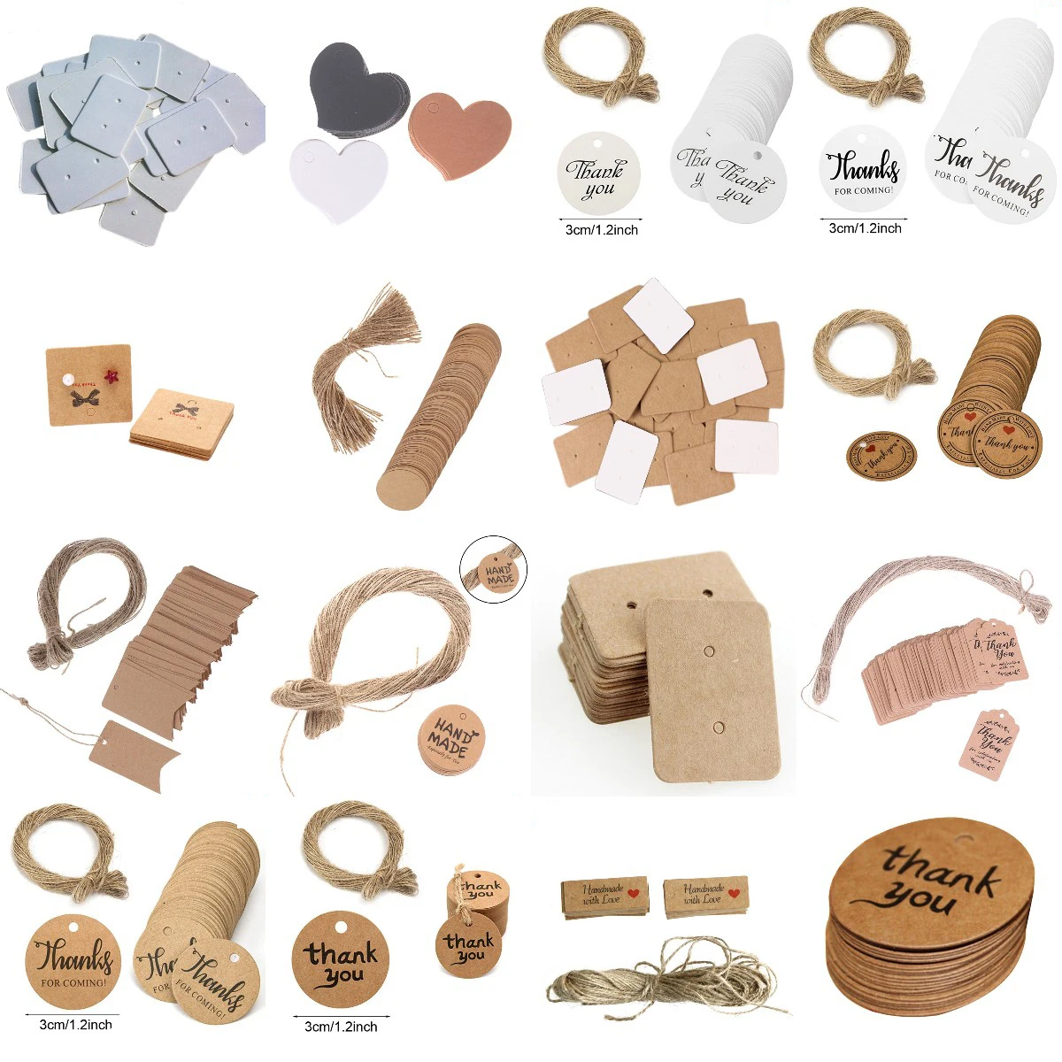 

100pcs Kraft Paper Thank You Tags For Wedding Decoration Party Favors Tags Handmade Labels Jewelry Charms Price Tag DIY Decor