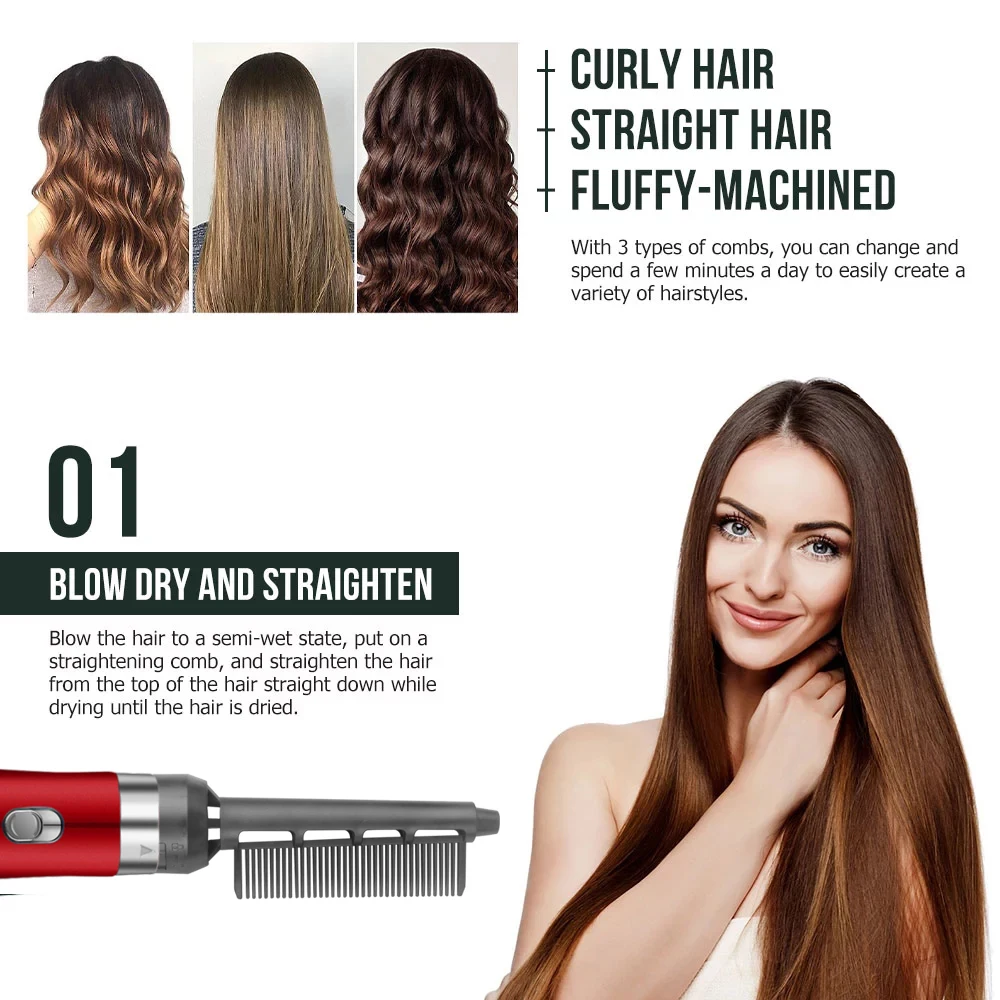 

New Hair Dryer 3 In 1 Volumizer Styler Hair Dryer Brush Blow Dryer Comb Salon Hot Air Brush Hair Curler Straightening Brush