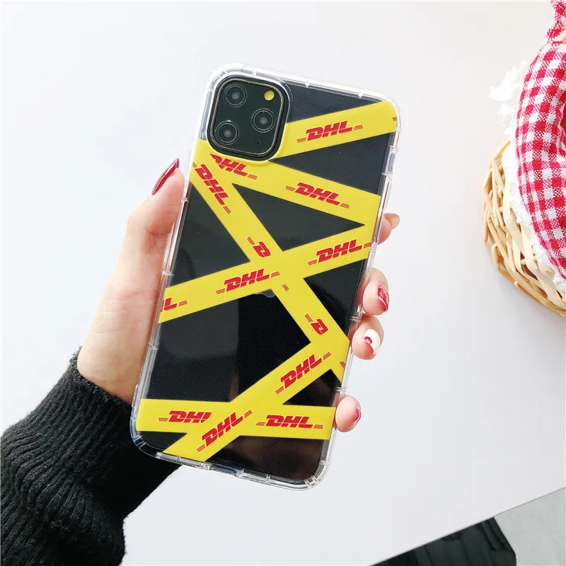 

Luxury design clear yellow letter case for iphone XS 11 Pro MAX XR X 7 8 6 6S plus fashion stripe white cover Telefon kilifi Etu