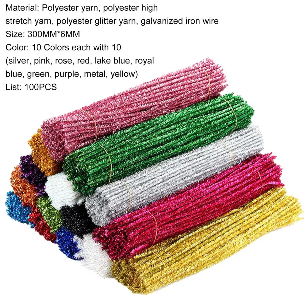 

100Pcs Multiple Colors Chenille Stems Pipe Cleaners Handicraft Kids Plush Educational Toy Handmade DIY Craft Supplies Toys