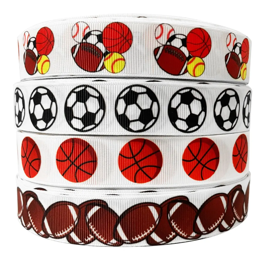 

Sport Balls Printed Ribbon 22mm Basketball Baseball Ameican Football Grosgrain Webbing Cintas 7/8''inch Handmade Sewing Craft
