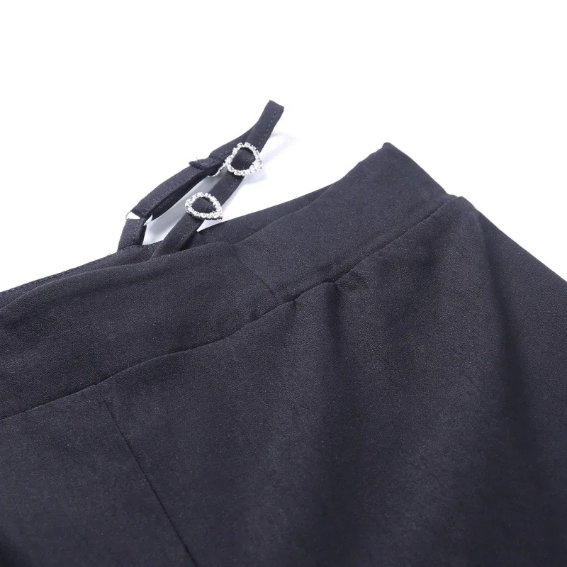

Heart Buckle Streetwear Flare Pants Women Autumn Fashion Black Bell Bottom Trousers Ladies Fall 2020 Clothing Dropshipping
