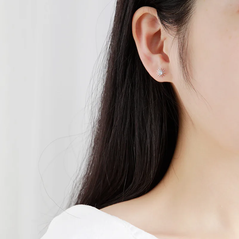 Женские серьги из стерлингового серебра 925 пробы гвоздики с Луной и звездой