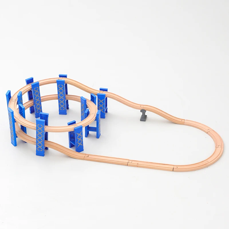 Деревянная игрушка круговой трек дешевый двухслойный виадук спиральный Пирс