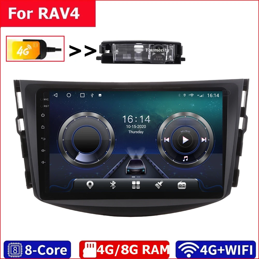 

Android 10.0 Car Video Radio Stereo Audio Player For Rav4 Toyota 2005-2011 With Carplay DSP Gps 2Din 4G Wifi Bluetooth 48EQ