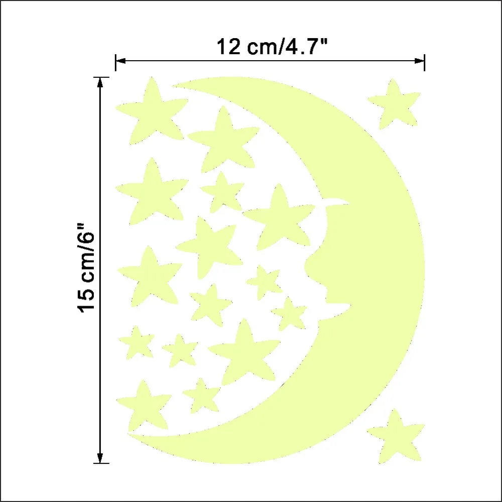 Moon Star Luminous Switch Sticker Glow in the Dark Wall Stickers Home Decor Kids Room Decoration Decal | Дом и сад