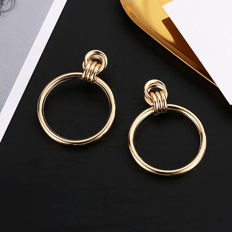 

BOAKO Luxury Round Earrings For Women Fashion Jewelry 2020 Earrings Dangle Pendientes Piercing Oreille Kolczyki #Yj23