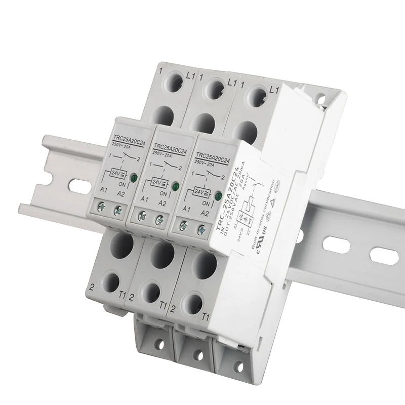 TRC-25A20C24 High Power Din Rail Relay 24VDC/AC 20mA Input 250VAC 20A Output Soft Starting Electromagnetic Contact Module | Обустройство