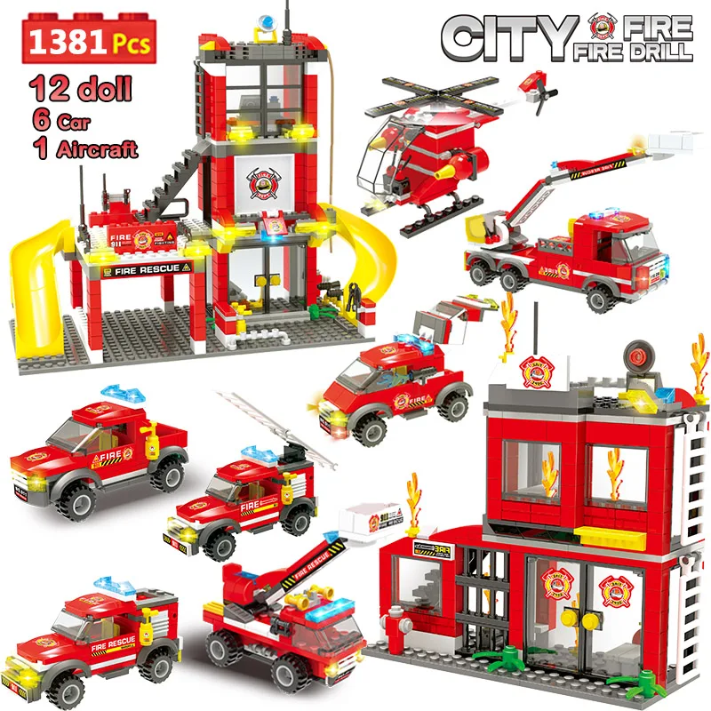 1381 шт. городской полиции строительные блоки маленького размера идущие город