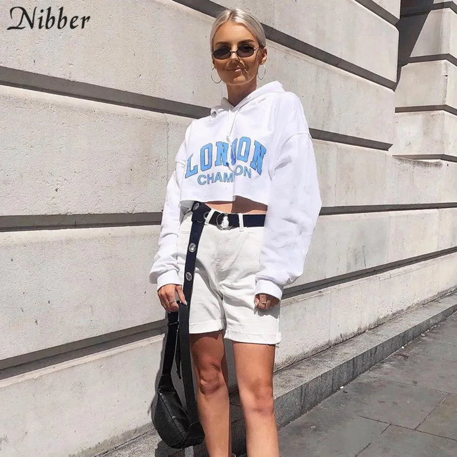 Nibber Harajuku белый хлопок тонкий мягкий короткий балахон осень зима длинный рукав Повседневная Спортивная одежда Открытый Топ из тонкой ткани пальто mujer