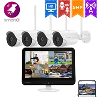 xmarto 5mp wireless cctv smart home camera system with 5mp 12 1 ips screen nvr color night vision 2 way audiohuman detection