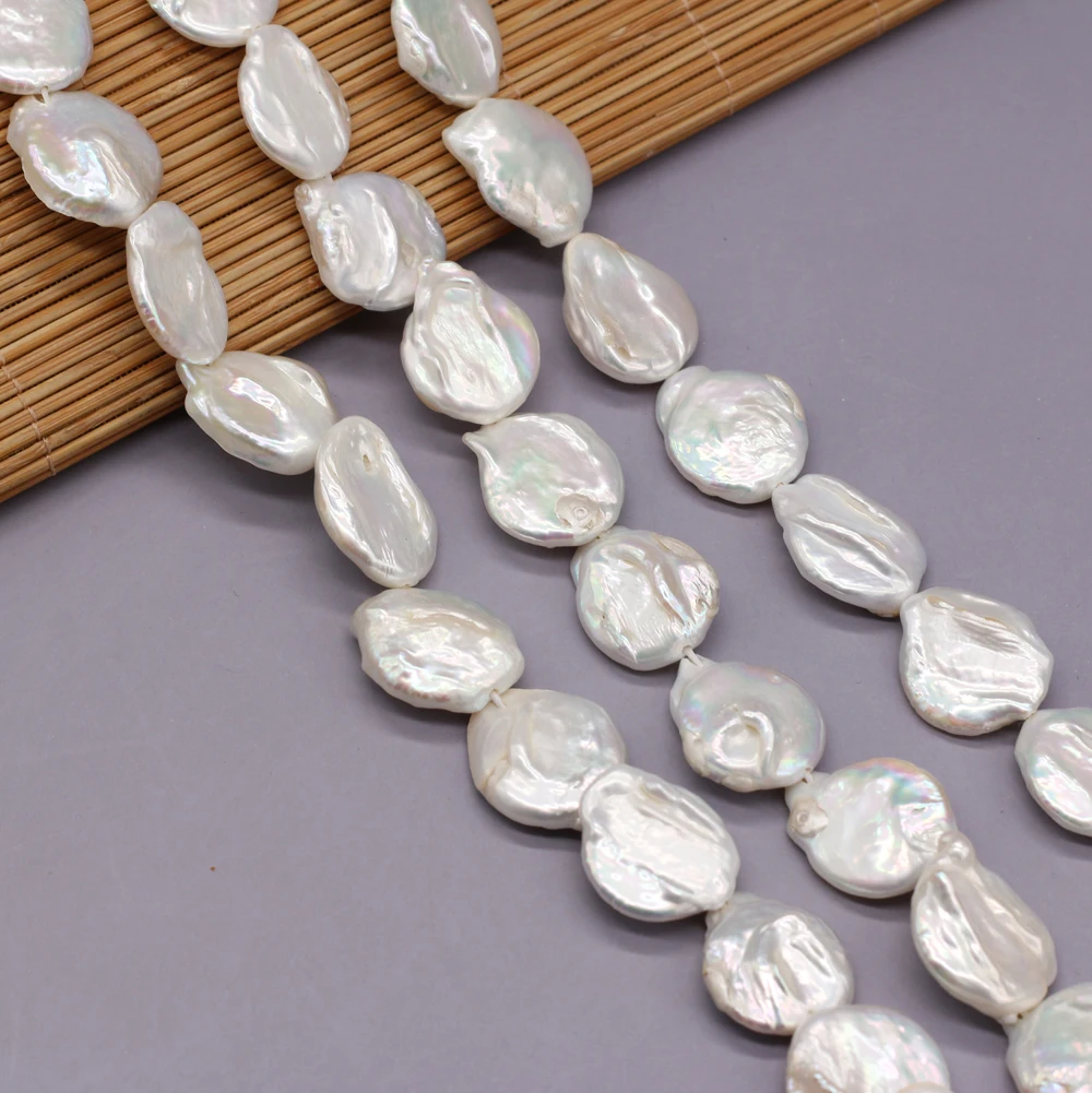 Natural Freshwater Pearls White Irregular Pearl Beads For Necklace Bracelet Accessories Jewelry Making DIY Size 16x17mm