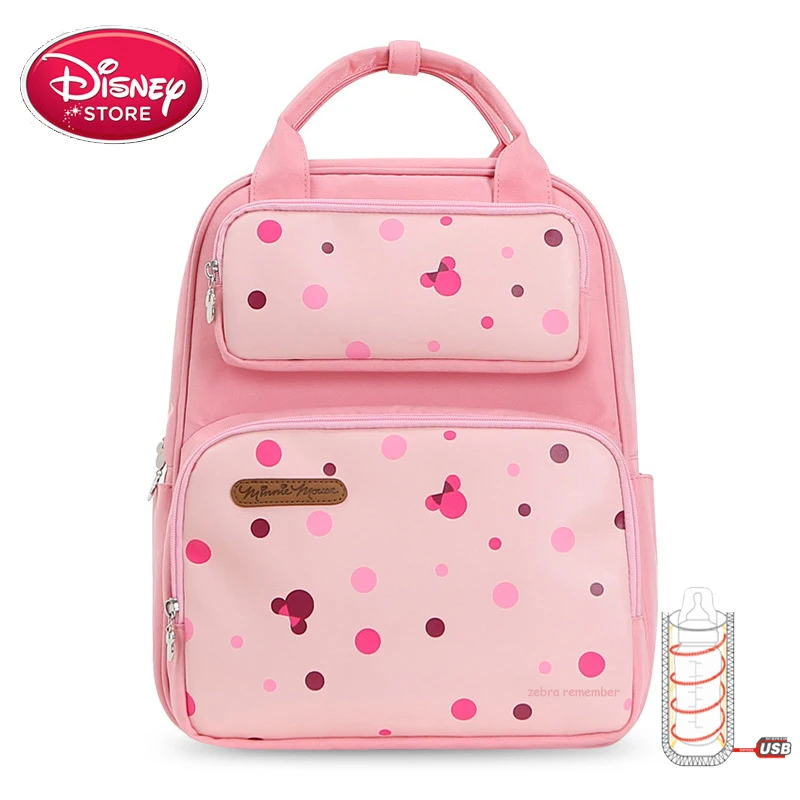 pink Сумка для подгузников disney, сумка для мам, сумка для мам, USB бутылочка, Микки Маус, детские сумки для подгузников, рюкзак для путешествий, сумки для кормления, для ухода за ребенком - Цвет: pink