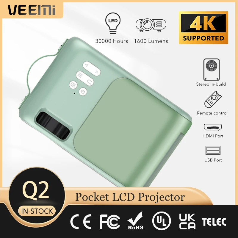 

Портативный светодиодный мини-проектор VEEMI Q2, 480p