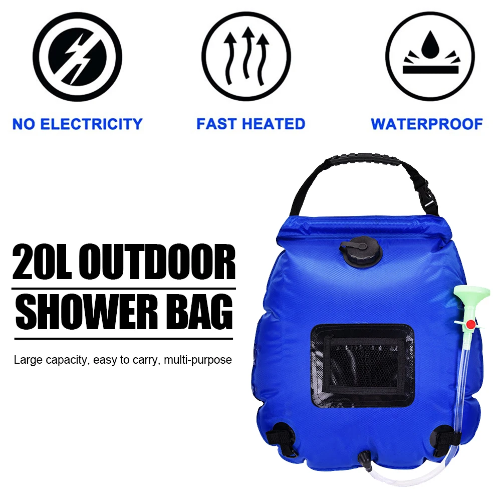 

20l Water Bags Outdoor Camping Shower Folding Solar Heating Switchable Shower Bag For Outdoor Hiking Climbing Camping Equipment